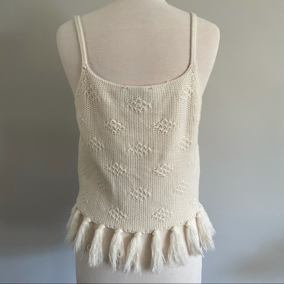 Del Mar Cream Tasseled Knit Sweater Tank Top - Picture 6 of 9